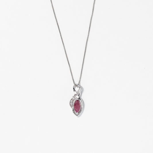 Marquise Ruby Pendant in 10K White Gold