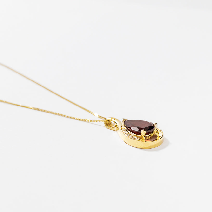 Garnet Necklace in 10K Yellow Gold