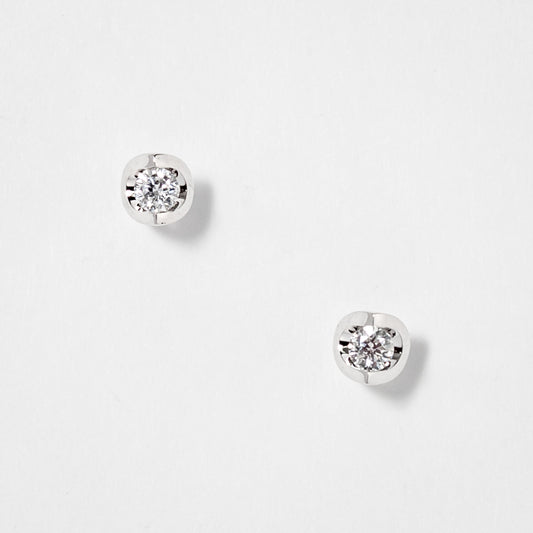 Tension Set Solitaire Canadian Diamond Stud Earrings in 14K White Gold (0.10ct tw)