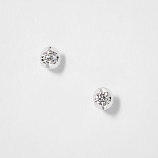 Tension Set Solitaire Canadian Diamond Stud Earrings in 14K White Gold (0.15ct tw)