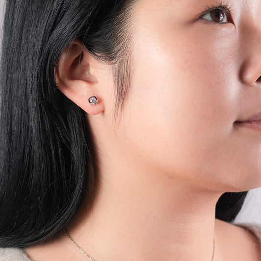 Tension Set Solitaire Lab Grown Diamond Stud Earrings in 14K White Gold (0.50ct tw)