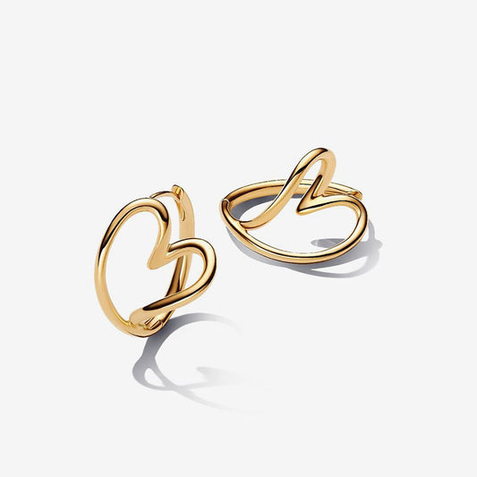 Pandora Organically Shaped Heart Hoop Earrings | 263807C00