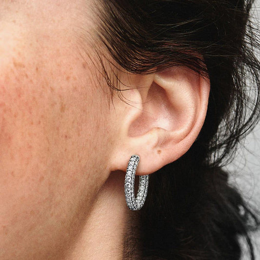 Pandora Timeless Pave Single-Row Hoop Earrings | 292624C01