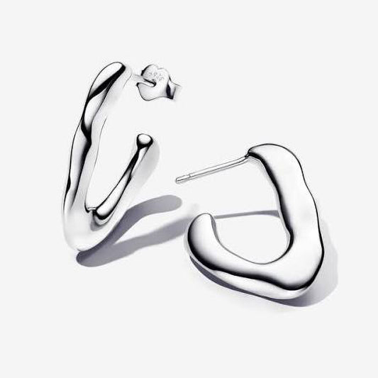Pandora Silver Organically V-shaped Open Hoop Earrings | 293290C00