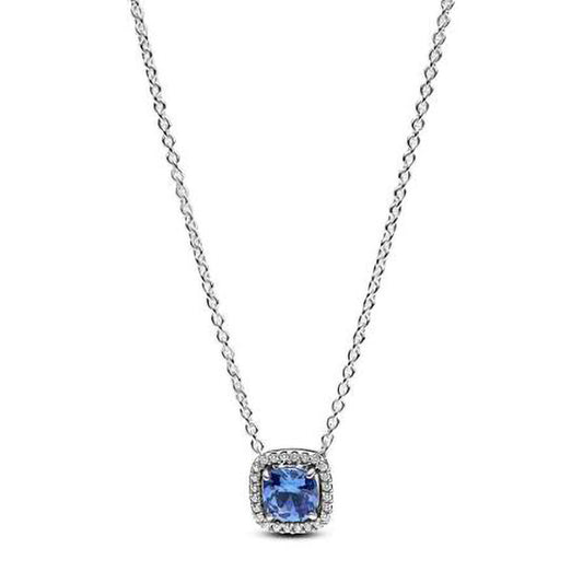 Pandora Sparkling Square Blue Halo Pendant Necklace | 393560C01-45