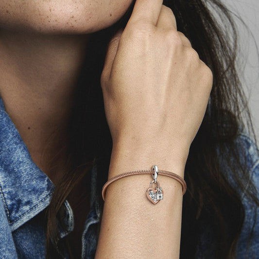 Pandora Heart Padlock Double Dangle Charm | 780087C01