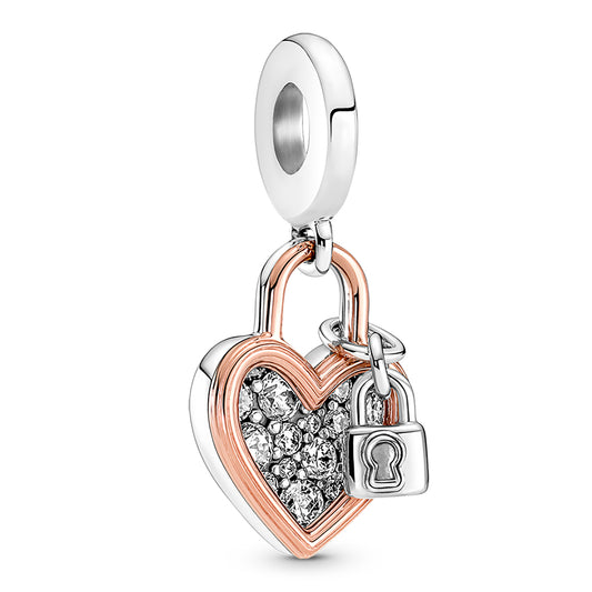 Pandora Heart Padlock Double Dangle Charm | 780087C01