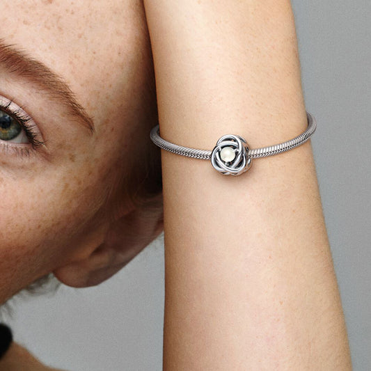 Pandora June White Mother of Pearl Eternity Circle Charm | 790064C04