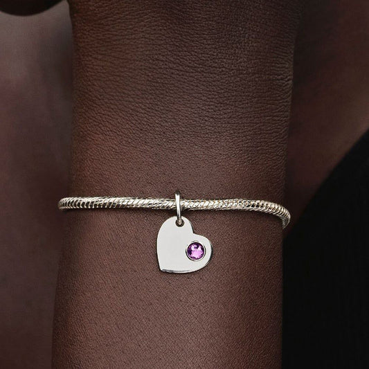 Pandora February Engravable Heart Purple Stone Dangle Charm | 794295C02