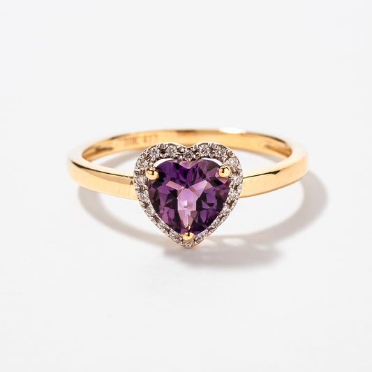 Heart Shaped Amethyst Ring Set in 10K Yellow Gold