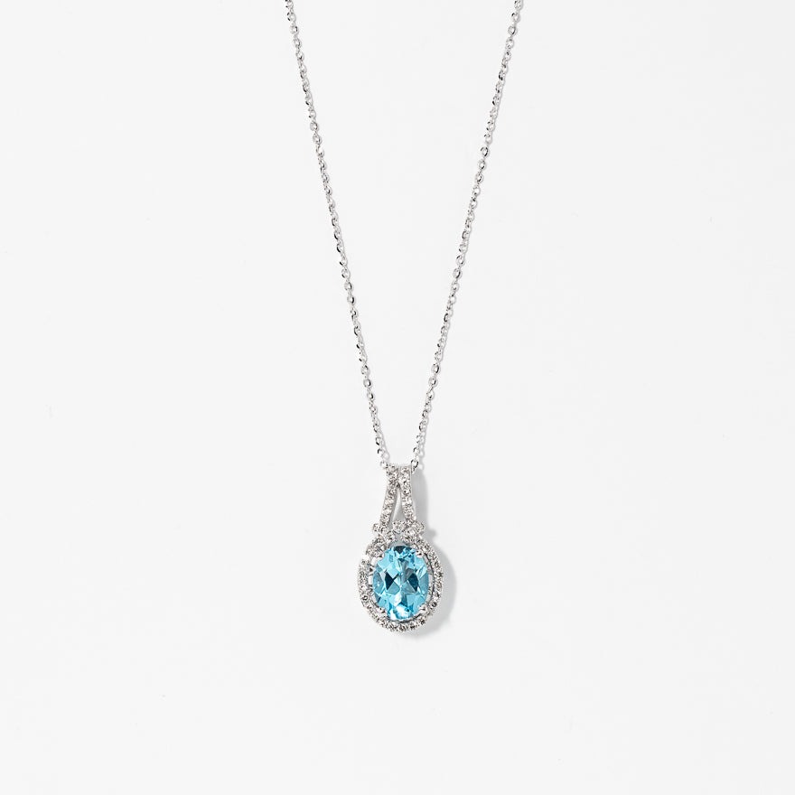 Blue Topaz Pendant Necklace in 10K White Gold – Ann-Louise Jewellers