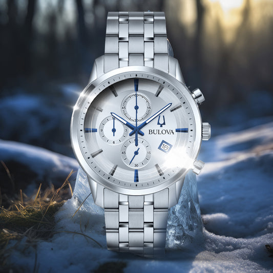 Bulova Sutton  Silver-Tone Dial Stainless Steel Bracelet Men's Watch |  96B404