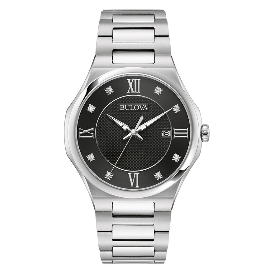 Bulova Classic Men's Black Diamond Dial Watch 96D156 – Ann
