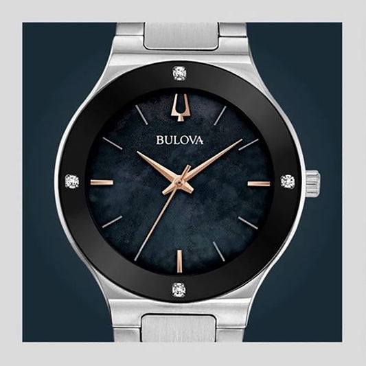 Bulova Women's Futuro Watch Featuring Black Mother Of Pearl Dial | 96R231