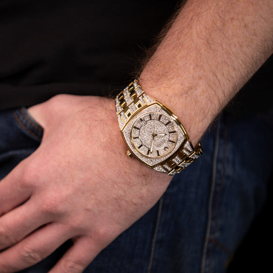 Bulova Men's Yellow Gold Tone Crystal Watch | 98B323