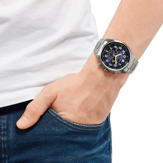 Citizen Eco-Drive Brycen Blue Dial Super Titanium Bracelet Watch | AT2480-57L