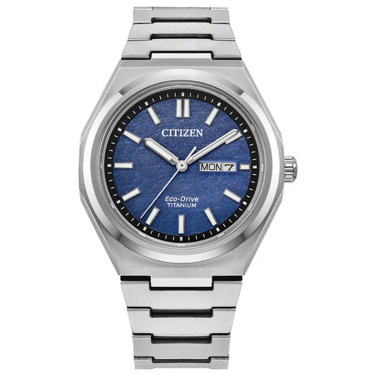 Citizen Eco-Drive Zenshin Three-hand Blue Dial Titanium Watch | AW0130-85L