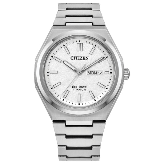 Citizen Eco-Drive Zenshin Three-hand White Dial Titanium Watch | AW0130-85A