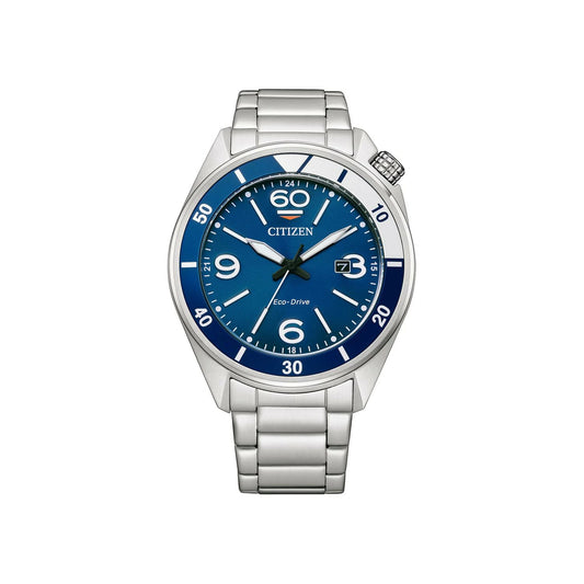 Citizen Eco-Drive Sport Blue Dial Stainless Steel Bracelet Watch | AW1711-87L