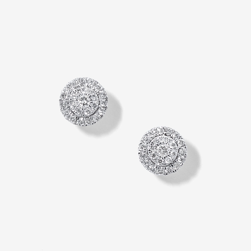 Round Cluster Diamond Stud Earrings in 10K White Gold ct tw