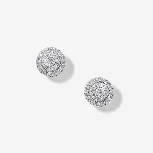 Round Cluster Diamond Stud Earrings in 10K White Gold (0.33 ct tw)
