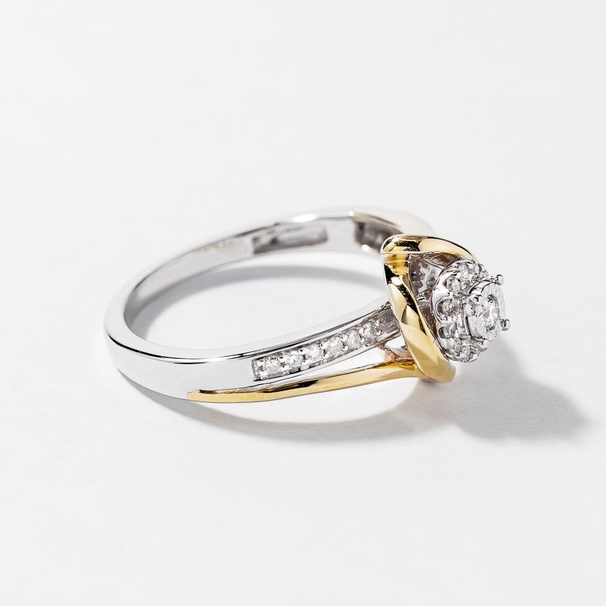 Diamond Cluster Ring in 10K White and Yellow Gold (0.15 ct tw)