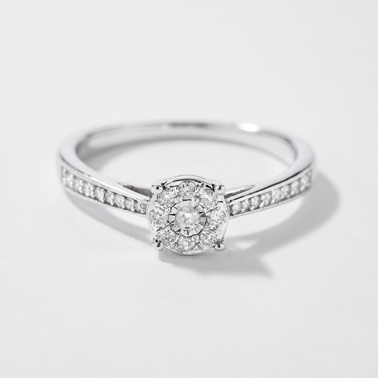 Diamond Cluster Ring In 10K White Gold (0.15 ct tw)