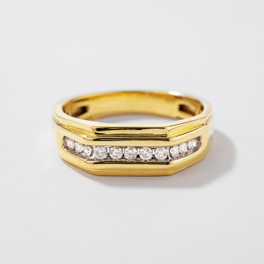 Bold Men's Diamond Ring in 10K Yellow Gold (0.12ct tw) 10