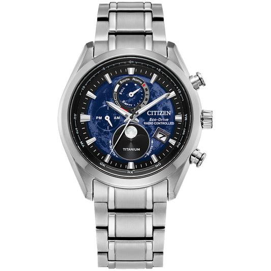Citizen Eco-Drive Tsuki-yomi A-T Blue Dial Super Titanium Bracelet | BY1010-57L