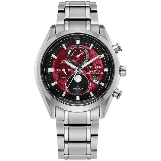 Citizen Eco-Drive Tsuki-yomi A-T Red Dial Super Titanium Bracelet | BY1018-55X