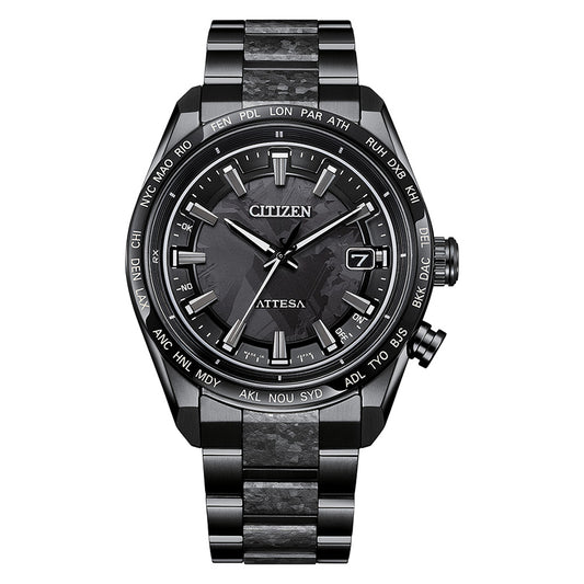 Black Citizen watch with detailed face on a white background