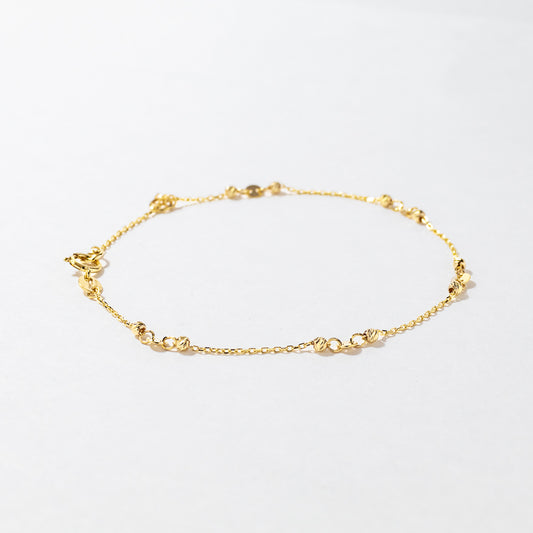 10K Yellow Gold Bracelet with Diamond Cut Balls