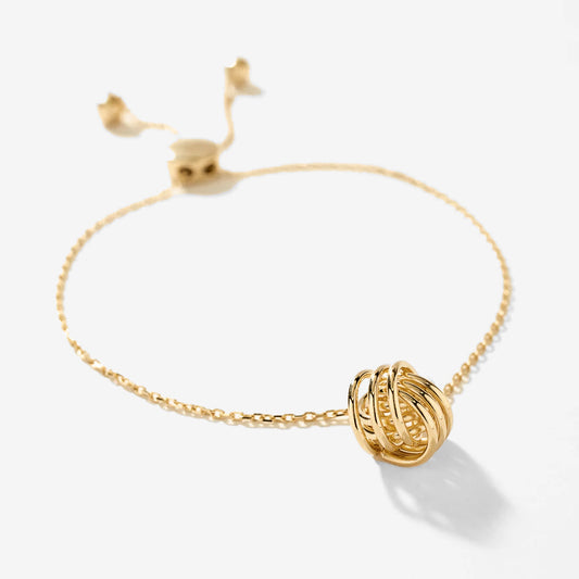 Love Knot Bolo Bracelet in 10K Yellow Gold