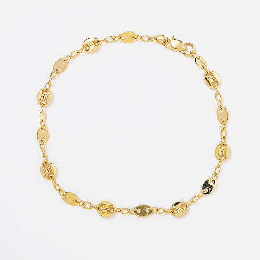 Puff Mariner Bracelet in 10K Yellow Gold