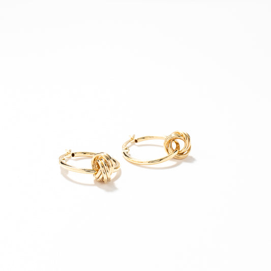 Love Knot Hoop Earrings in 10K Yellow Gold