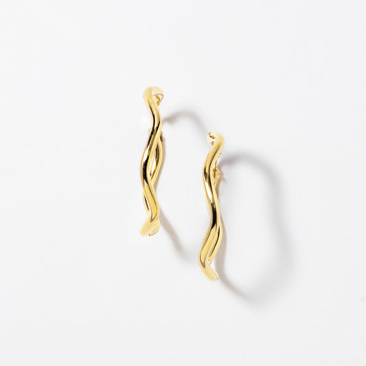 Wavy Hoop Earrings in 10K Yellow Gold