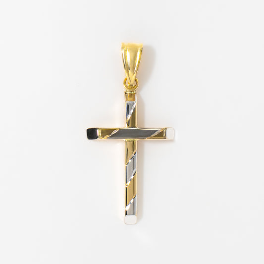 Cross Pendant in 14K Yellow and White Gold