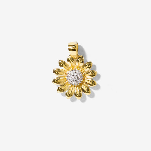 Sunflower Pendant in 10K Yellow and White Gold