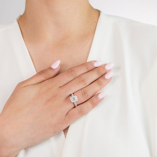 Emerald Diamond Engagement Ring in 14K White Gold (1.50 ct tw)