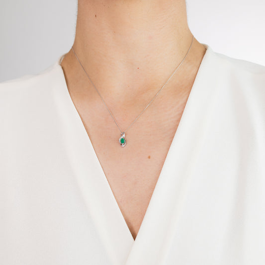 Marquise Emerald Pendant in 10K White Gold