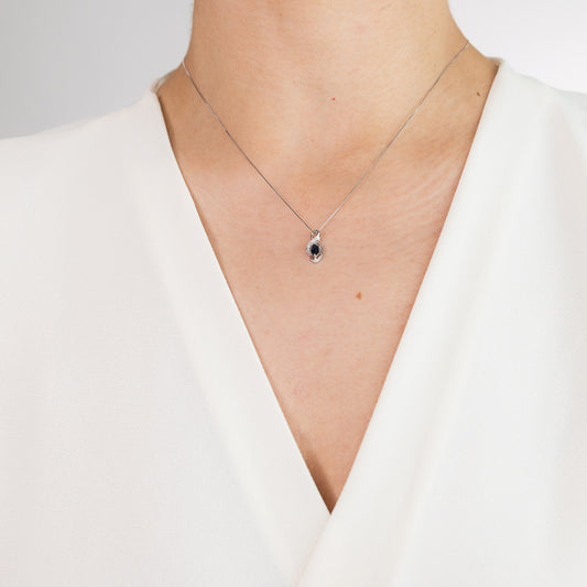 Marquise Sapphire Pendant in 10K White Gold
