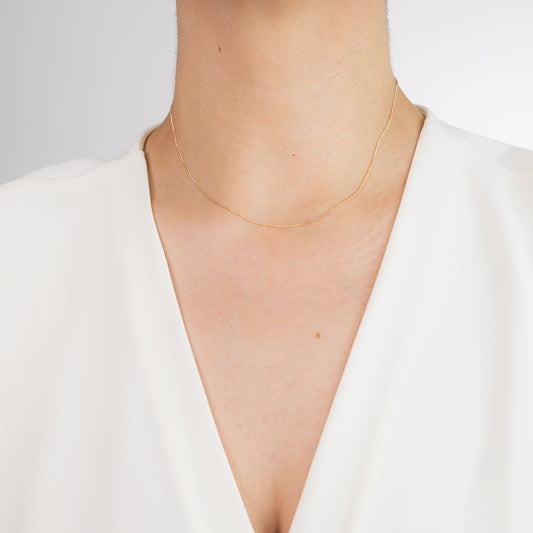 14K Yellow Gold 0.80mm Curb Chain (16")