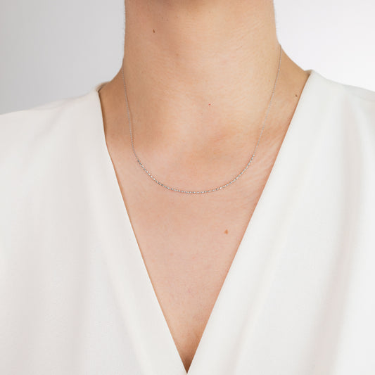 Diamond Cut Bead Necklace in 10K White Gold