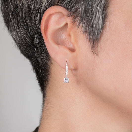 Lab Grown Diamond Dangle Hoop Earrings in 14K White Gold (1.20 ct tw)