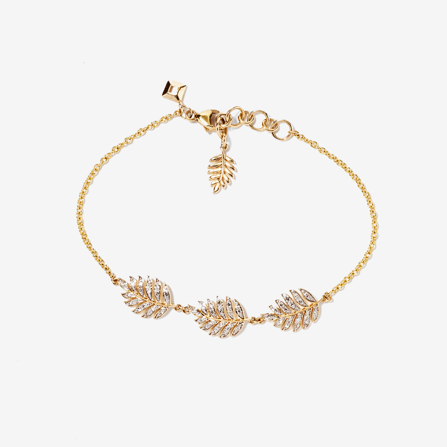Leaf Diamond Bracelet in 10K Yellow Gold (0.20 ct tw)