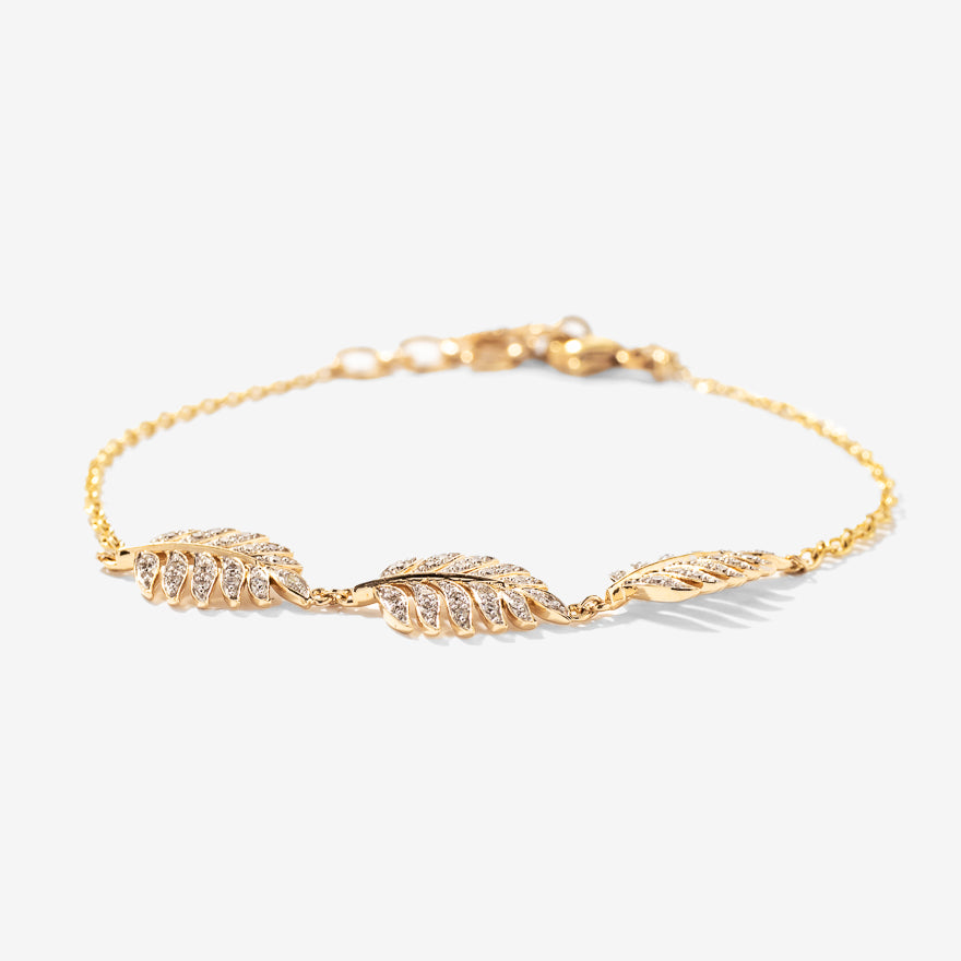 Leaf Diamond Bracelet in 10K Yellow Gold (0.20 ct tw)