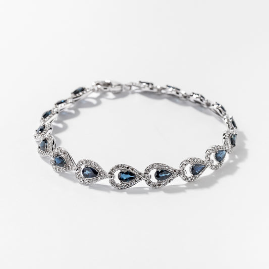 Sapphire and Diamond Bracelet in 10K White Gold