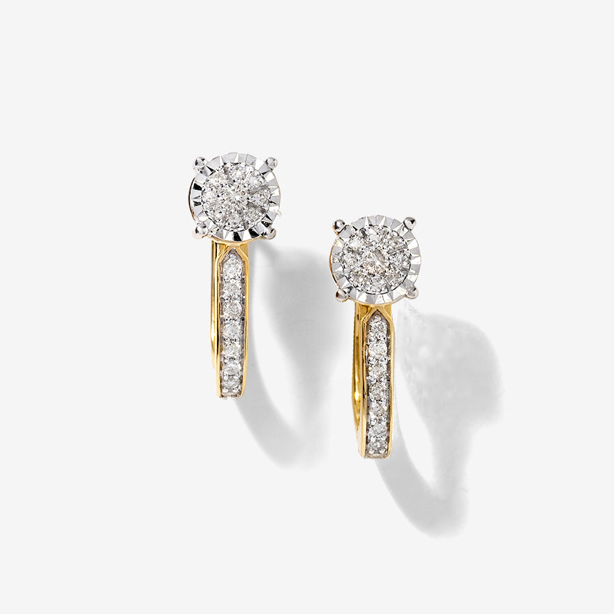 Diamond Hook Earrings in 10K Yellow and White Gold ct tw