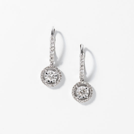Diamond Halo Hoop Earrings in 10K White Gold (0.66 ct tw)