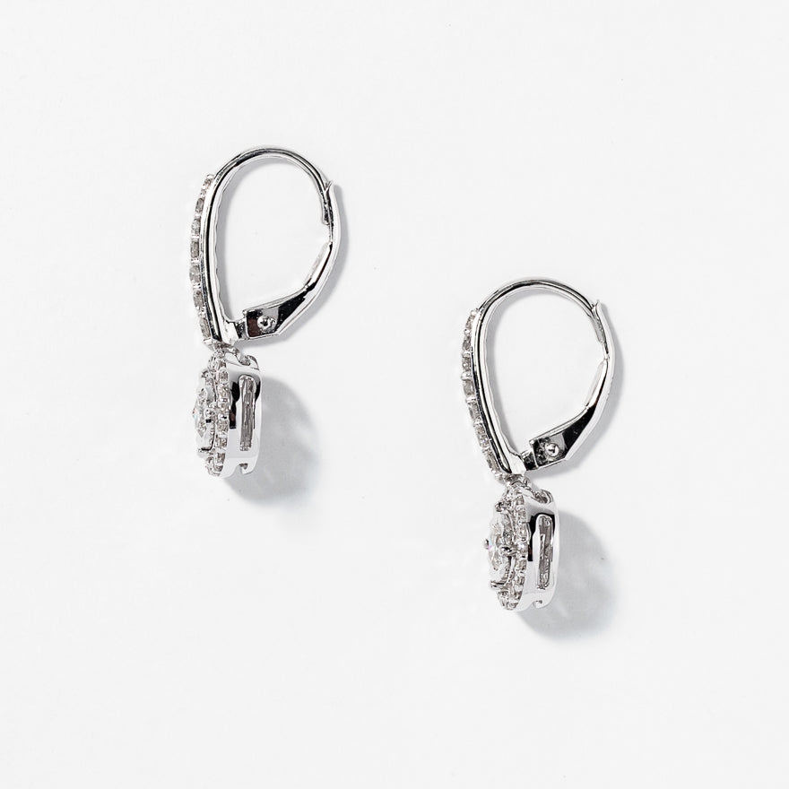 Diamond Halo Hoop Earrings in 10K White Gold (0.66 ct tw)